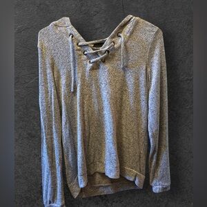 Pink Rose Heathered Lace-Up Top